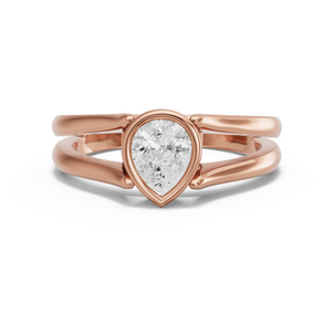 Image for Pear Classic Bezel Ring with Split Ring Solitaire band