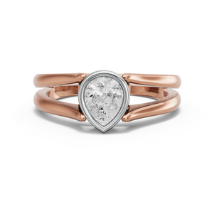 Image for Pear Classic Bezel Ring with Split Ring Solitaire band