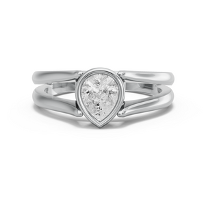 Image for Pear Classic Bezel Ring with Split Ring Solitaire band