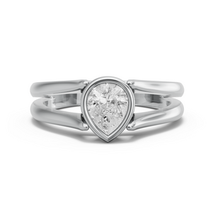 Image for Pear Classic Bezel Ring with Split Ring Solitaire band in 10K White Gold