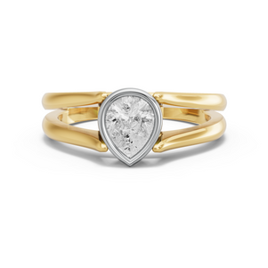 Image for Pear Classic Bezel Ring with Split Ring Solitaire band