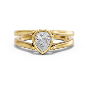 Image for Pear Classic Bezel Ring with Split Ring Solitaire band