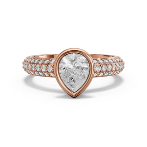 Image for Pear Classic Bezel Ring with Triple Row Pave band