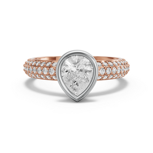 Image for Pear Classic Bezel Ring with Triple Row Pave band