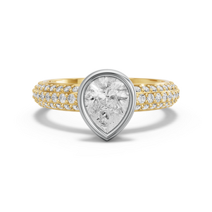 Image for Pear Classic Bezel Ring with Triple Row Pave band