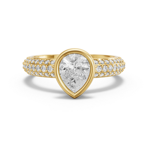 Image for Pear Classic Bezel Ring with Triple Row Pave band
