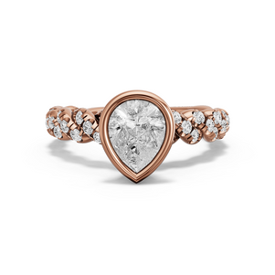 Image for Pear Classic Bezel Ring with Twist Pave band
