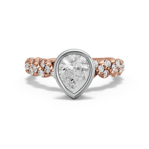Image for Pear Classic Bezel Ring with Twist Pave band