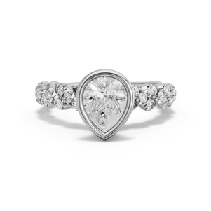 Image for Pear Classic Bezel Ring with Twist Pave band