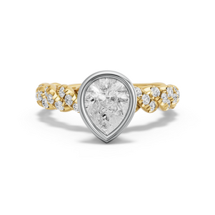 Image for Pear Classic Bezel Ring with Twist Pave band