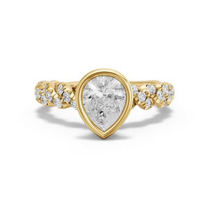 Image for Pear Classic Bezel Ring with Twist Pave band