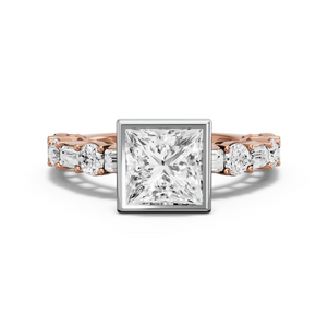Image for Princess Classic Bezel Ring with Alternating Baguette band