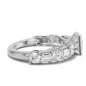 Image for Princess Classic Bezel Ring with Alternating Baguette band