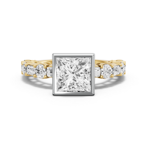 Image for Princess Classic Bezel Ring with Alternating Baguette band