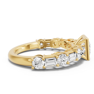 Image for Princess Classic Bezel Ring with Alternating Baguette band