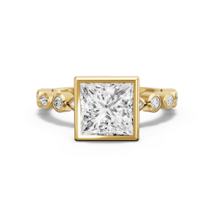 Image for Princess Classic Bezel Ring with Alternating Marquise band in 18K White Gold