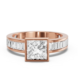 Image for Princess Classic Bezel Ring with Baguette Channel band