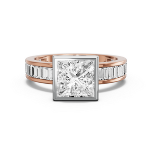 Image for Princess Classic Bezel Ring with Baguette Channel band