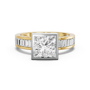 Image for Princess Classic Bezel Ring with Baguette Channel band