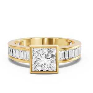 Image for Princess Classic Bezel Ring with Baguette Channel band