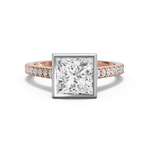 Image for Princess Classic Bezel Ring with Cathedral Pave band