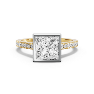 Image for Princess Classic Bezel Ring with Cathedral Pave band