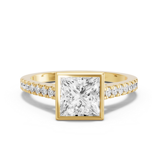 Image for Princess Classic Bezel Ring with Cathedral Pave band