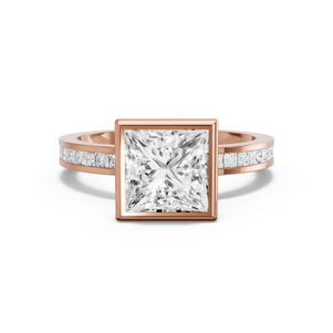 Image for Princess Classic Bezel Ring with Channel band in 18K Yellow Gold