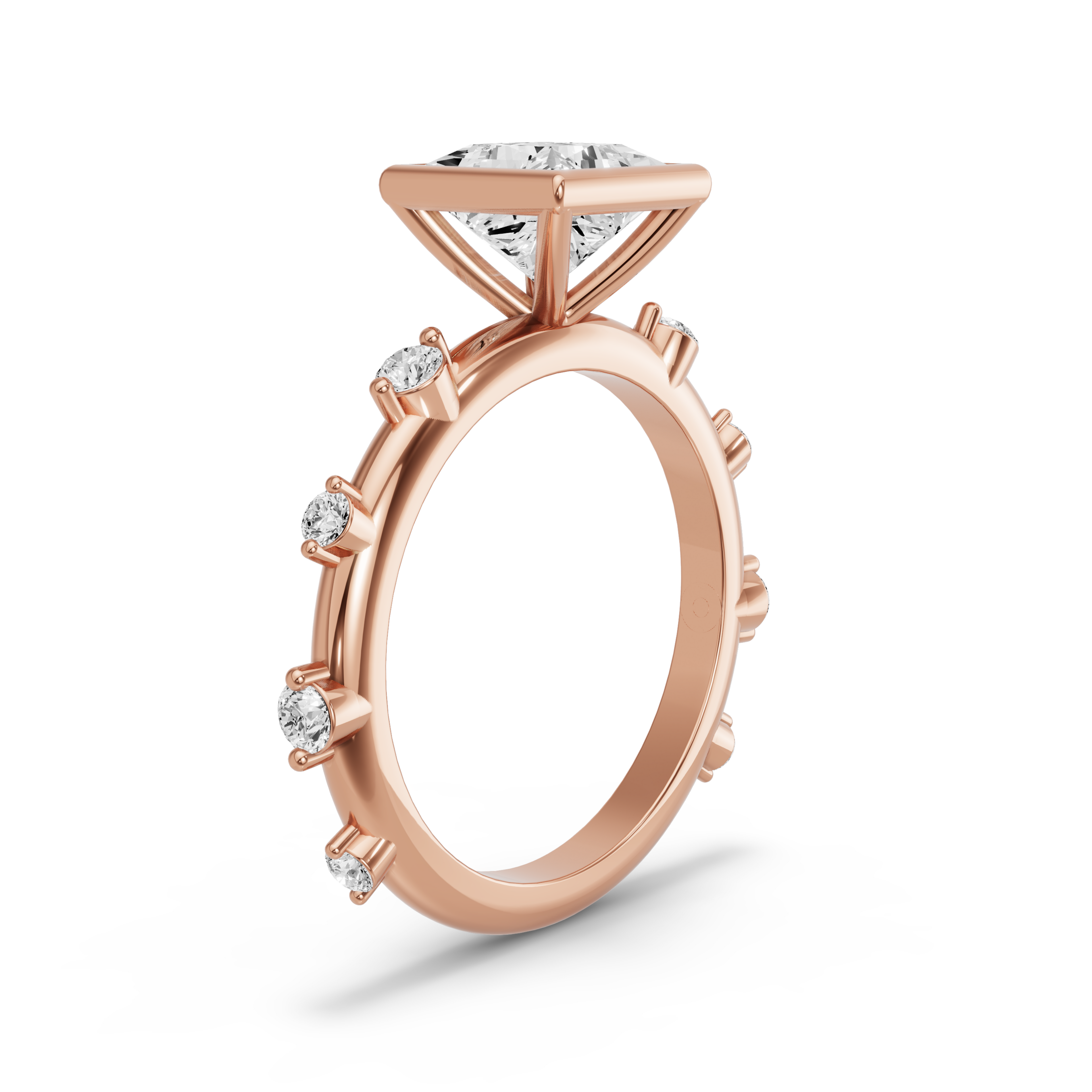 Image for Princess Classic Bezel Ring with Floating Station band in 18K Yellow Gold