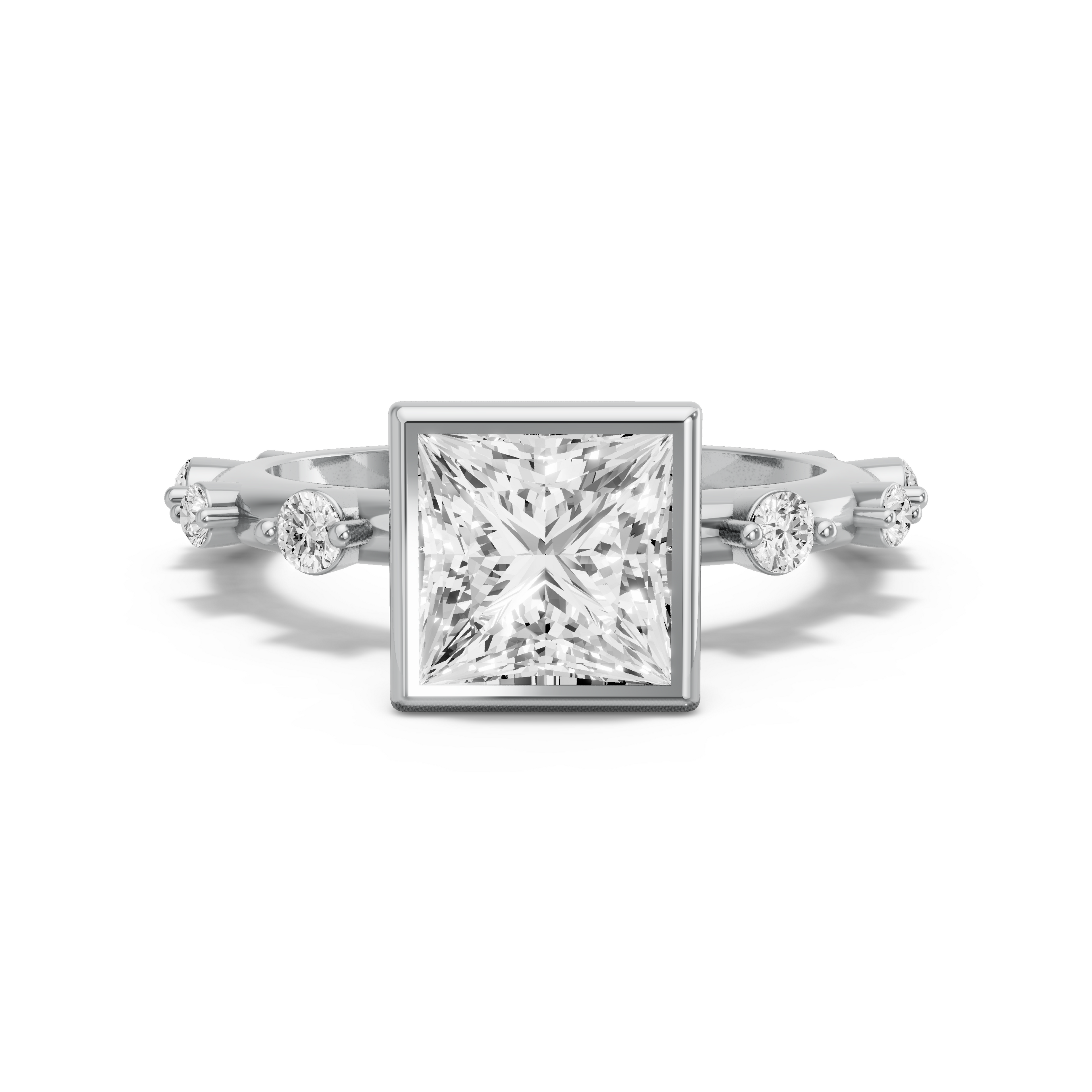 Image for Princess Classic Bezel Ring with Floating Station band in 10K Two Tone Rose Gold