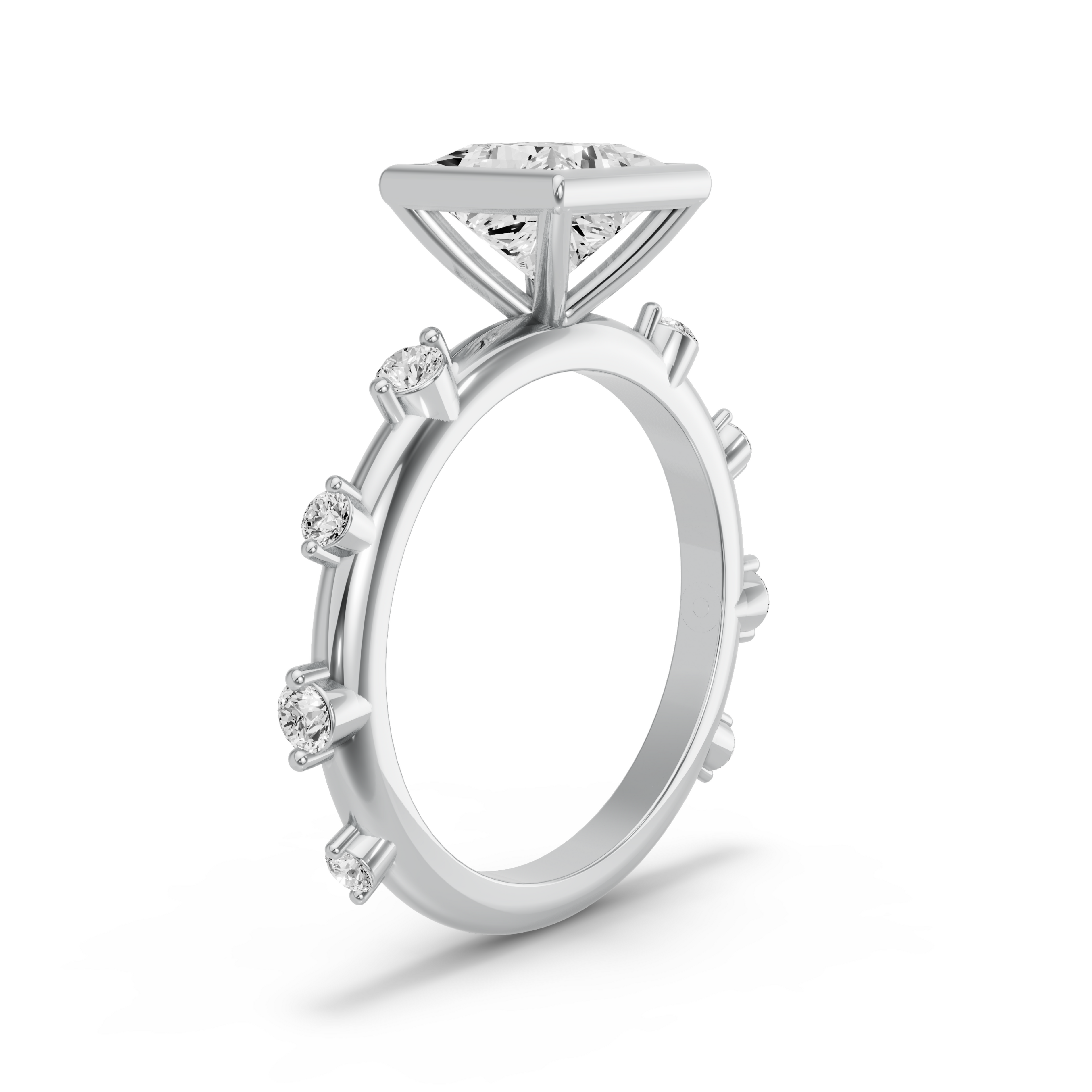 Image for Princess Classic Bezel Ring with Floating Station band in 10K Two Tone Rose Gold