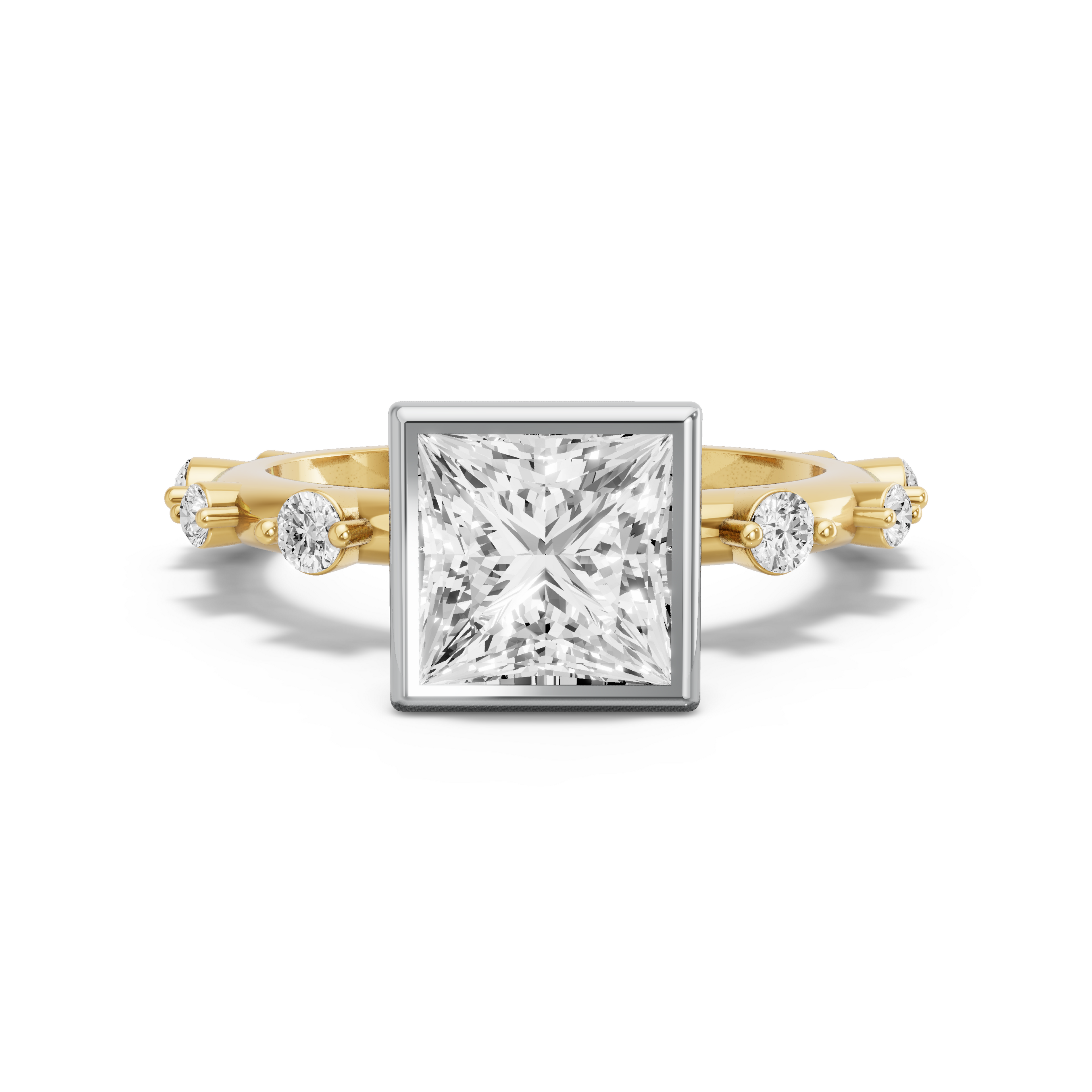 Image for Princess Classic Bezel Ring with Floating Station band in 18K Rose Gold