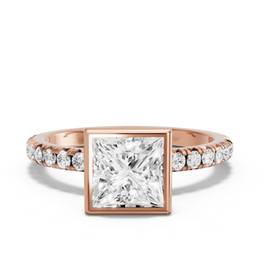 Image for Princess Classic Bezel Ring with French Pave band