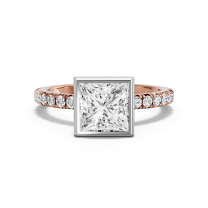 Image for Princess Classic Bezel Ring with French Pave band