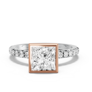 Image for Princess Classic Bezel Ring with French Pave band