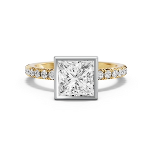 Image for Princess Classic Bezel Ring with French Pave band