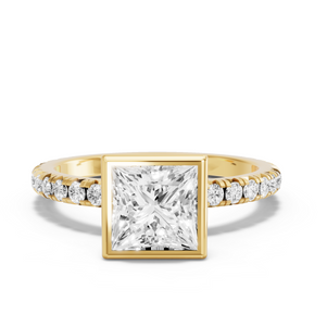 Image for Princess Classic Bezel Ring with French Pave band