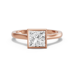 Image for Princess Classic Bezel Ring with Knife Edge Cathedral band in 18K Yellow Gold