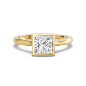 Image for Princess Classic Bezel Ring with Knife Edge Cathedral band in 18K White Gold