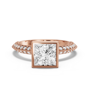 Image for Princess Classic Bezel Ring with Knife Edge Pave band
