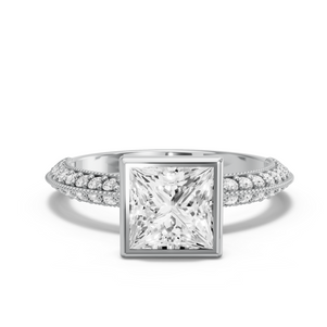 Image for Princess Classic Bezel Ring with Knife Edge Pave band