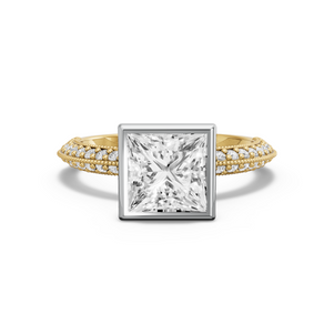 Image for Princess Classic Bezel Ring with Knife Edge Pave band