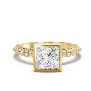 Image for Princess Classic Bezel Ring with Knife Edge Pave band
