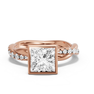 Image for Princess Classic Bezel Ring with Rope Pave band