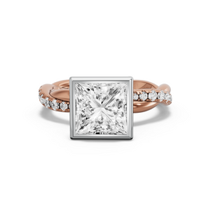 Image for Princess Classic Bezel Ring with Rope Pave band