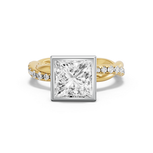 Image for Princess Classic Bezel Ring with Rope Pave band
