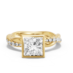 Image for Princess Classic Bezel Ring with Rope Pave band