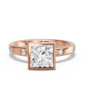 Image for Princess Classic Bezel Ring with Sleek Accent band