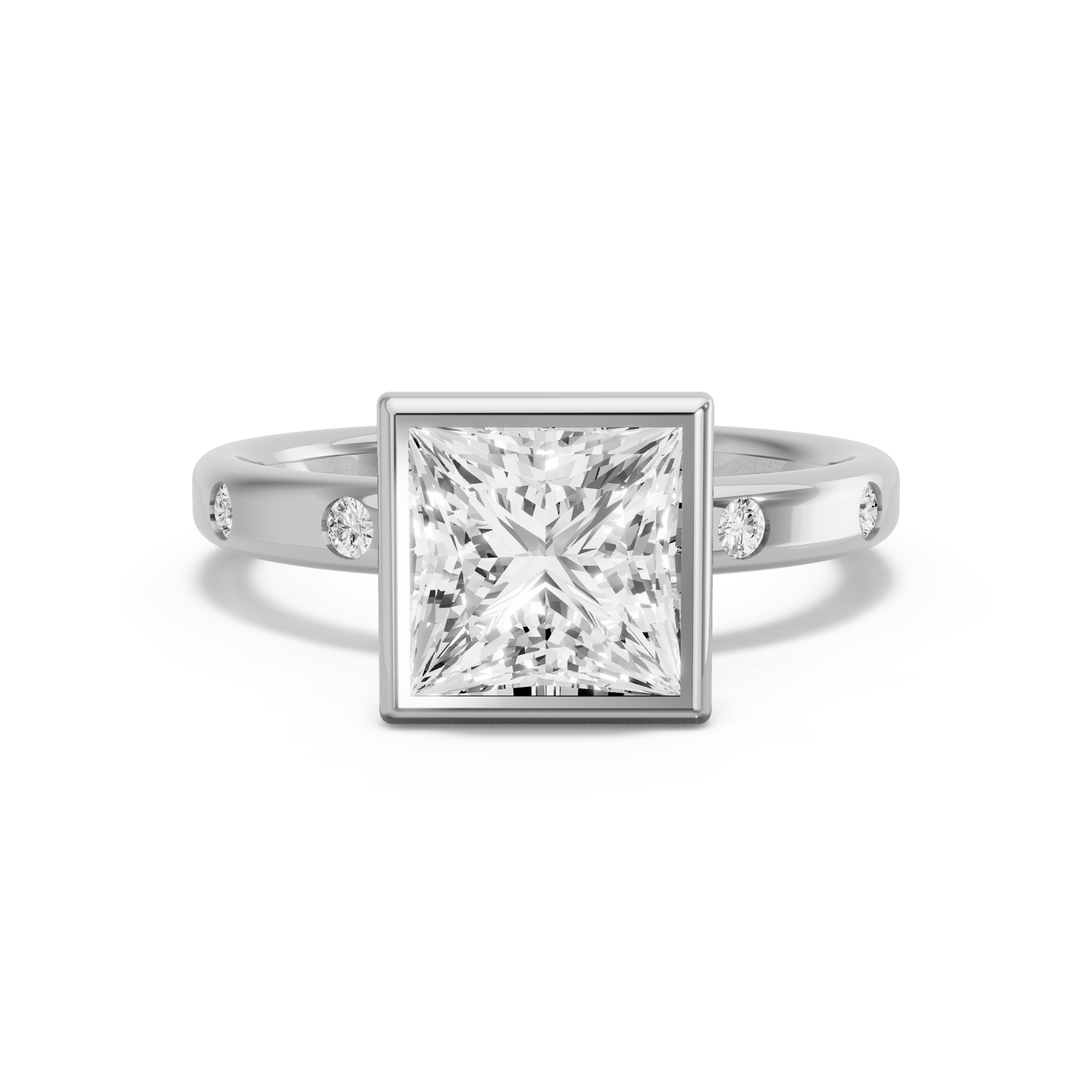 Princess Classic Bezel Ring with Sleek Accent band – Antiquecut