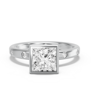 Image for Princess Classic Bezel Ring with Sleek Accent band